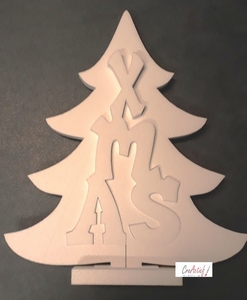 Styropor snijvorm Kerstboom XMAS groot 53cm/3-delig**